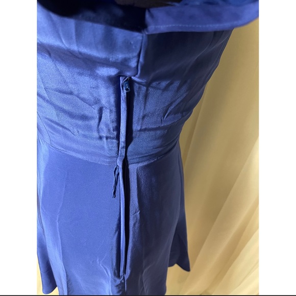 Vintage 1980s 100% Silk Cobalt Blue Peplum Short Sleeve Dress Size 8 - Picture 4 of 5